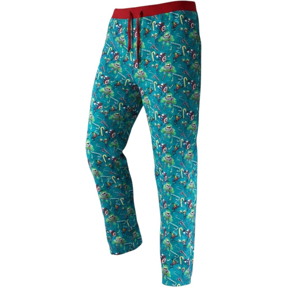 Disney Parks Marvel Christmas Pajama Pants Teal Hulk Captain America Spider-Man